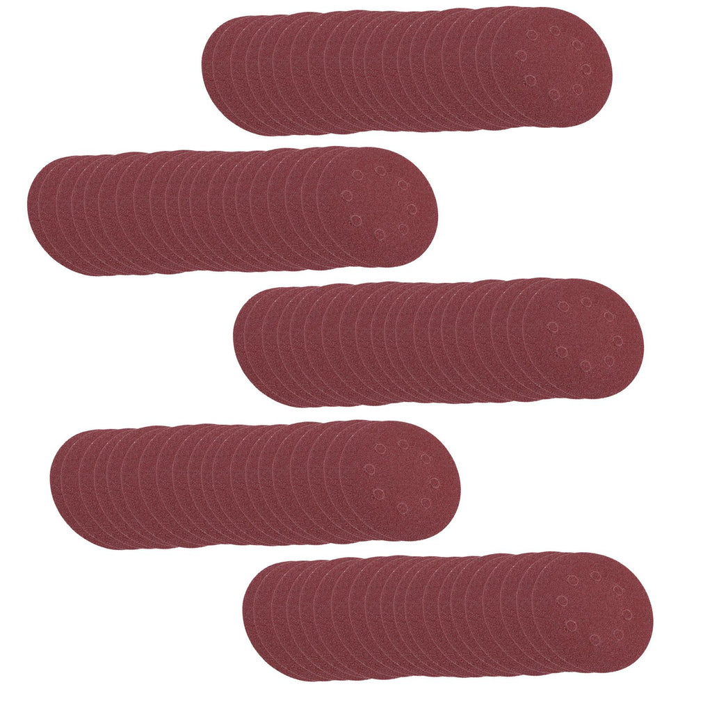 100pcs 8 Holes 5" Round Polishing Sandpaper Discs Sanding Sheet 60/80/100/120/240 Grit