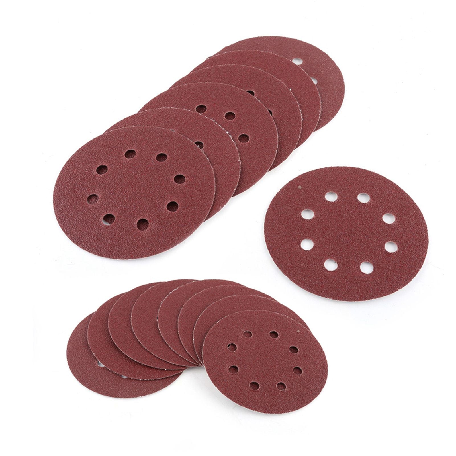 100pcs 8 Holes 5" Round Polishing Sandpaper Discs Sanding Sheet 60/80/100/120/240 Grit
