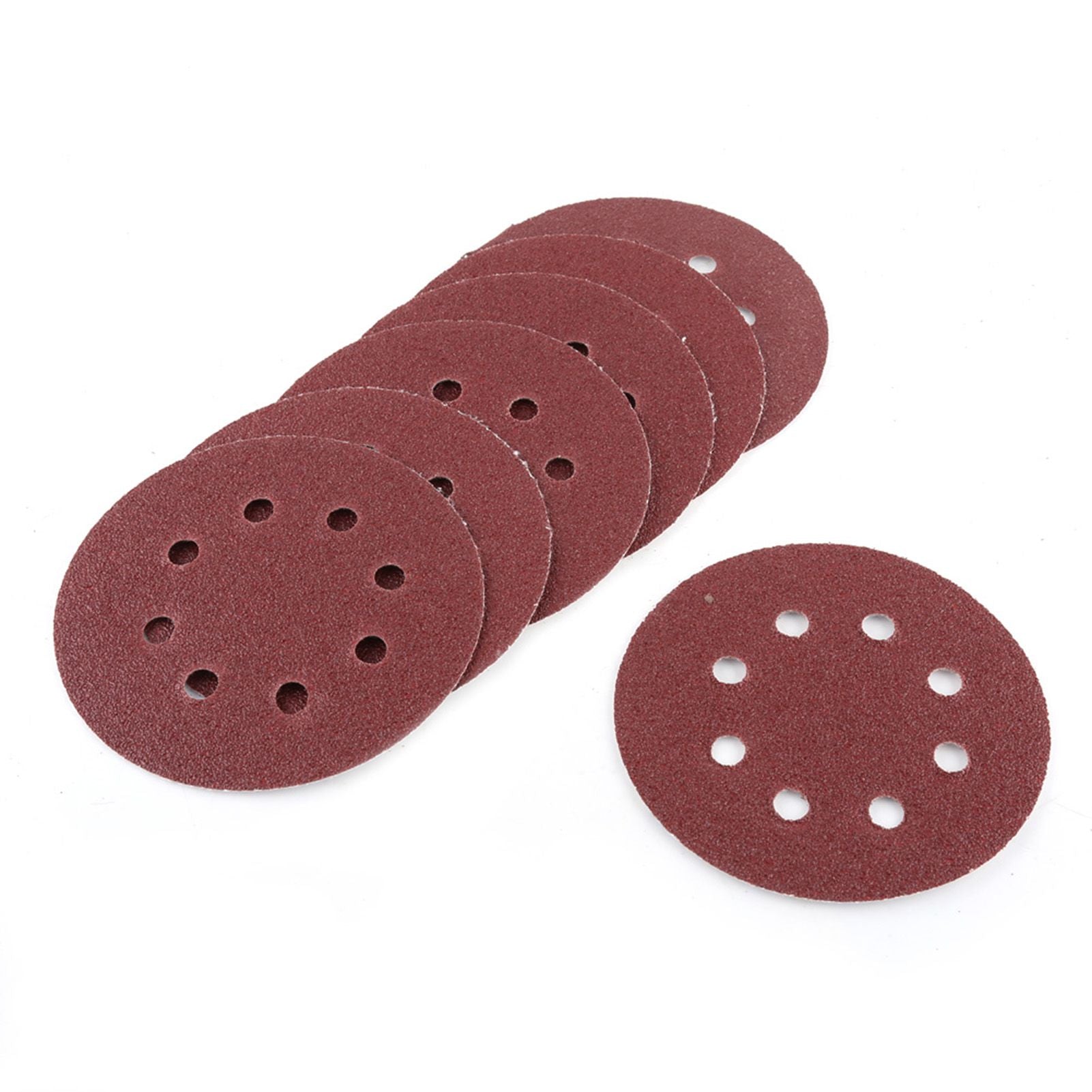 100pcs 8 Holes 5" Round Polishing Sandpaper Discs Sanding Sheet 60/80/100/120/240 Grit