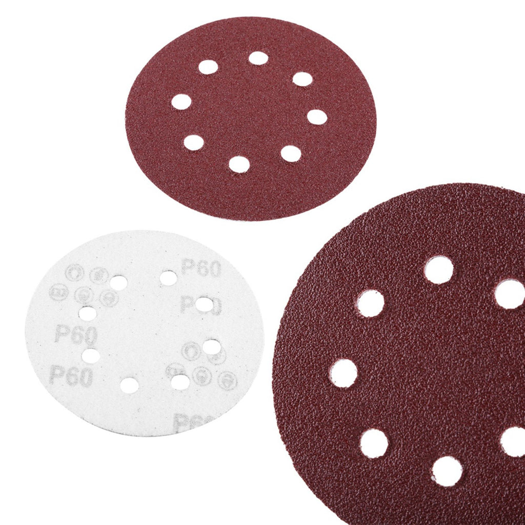100pcs 8 Holes 5" Round Polishing Sandpaper Discs Sanding Sheet 60/80/100/120/240 Grit