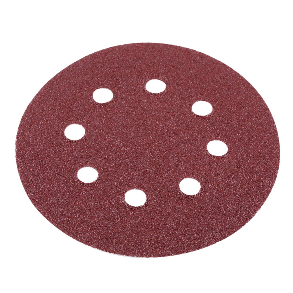 100pcs 8 Holes 5" Round Polishing Sandpaper Discs Sanding Sheet 60/80/100/120/240 Grit