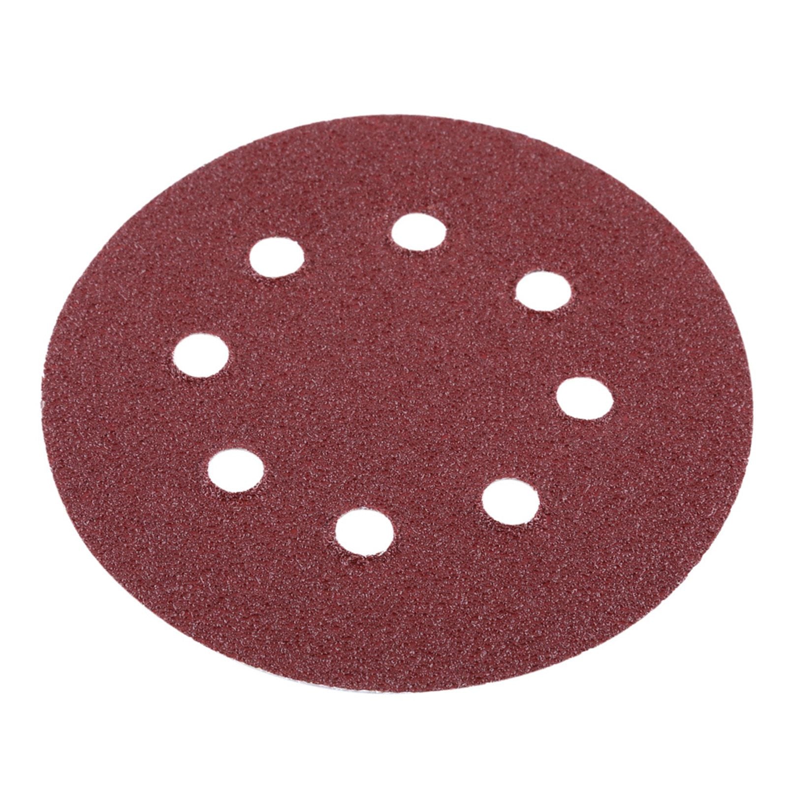 100pcs 8 Holes 5" Round Polishing Sandpaper Discs Sanding Sheet 60/80/100/120/240 Grit