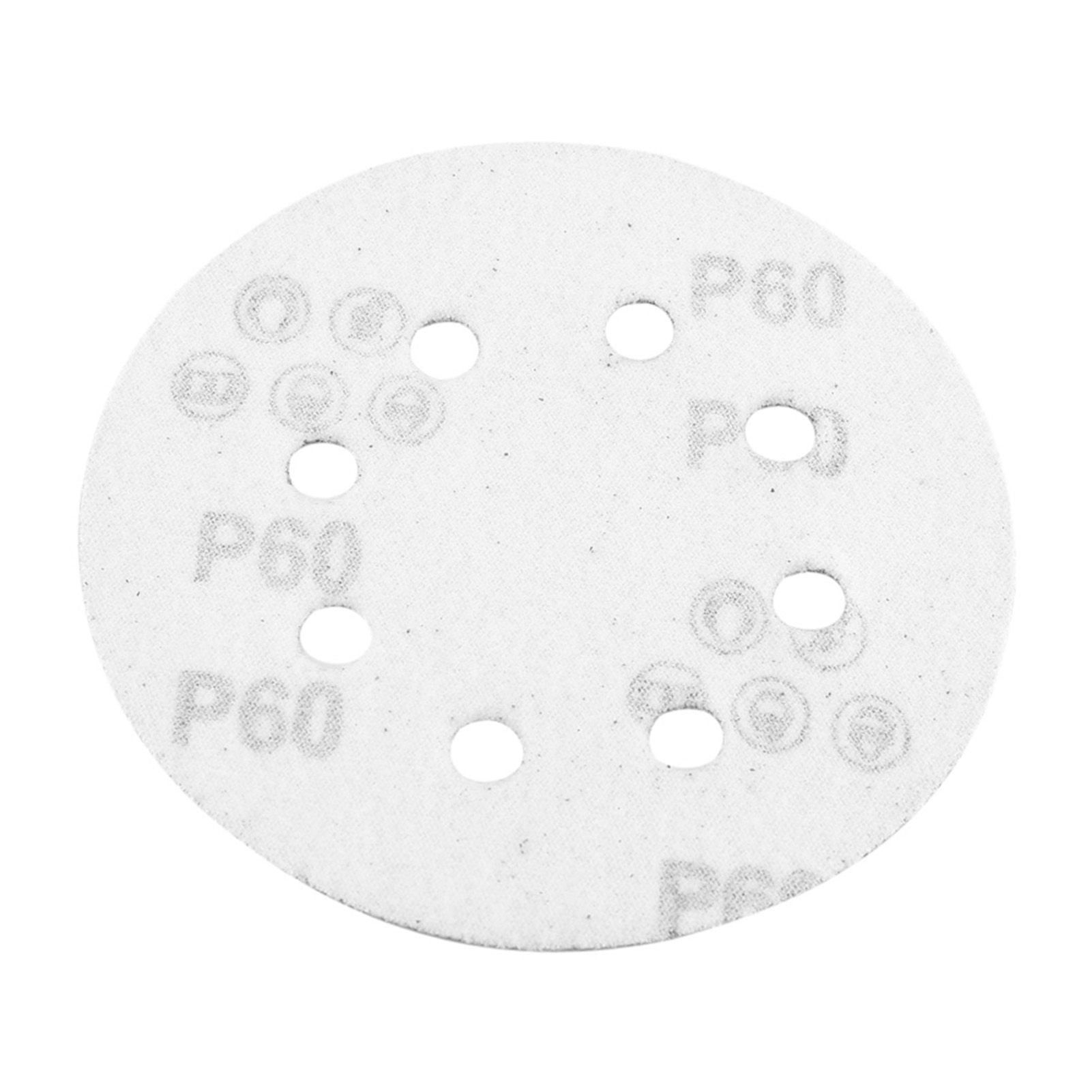100pcs 8 Holes 5" Round Polishing Sandpaper Discs Sanding Sheet 60/80/100/120/240 Grit