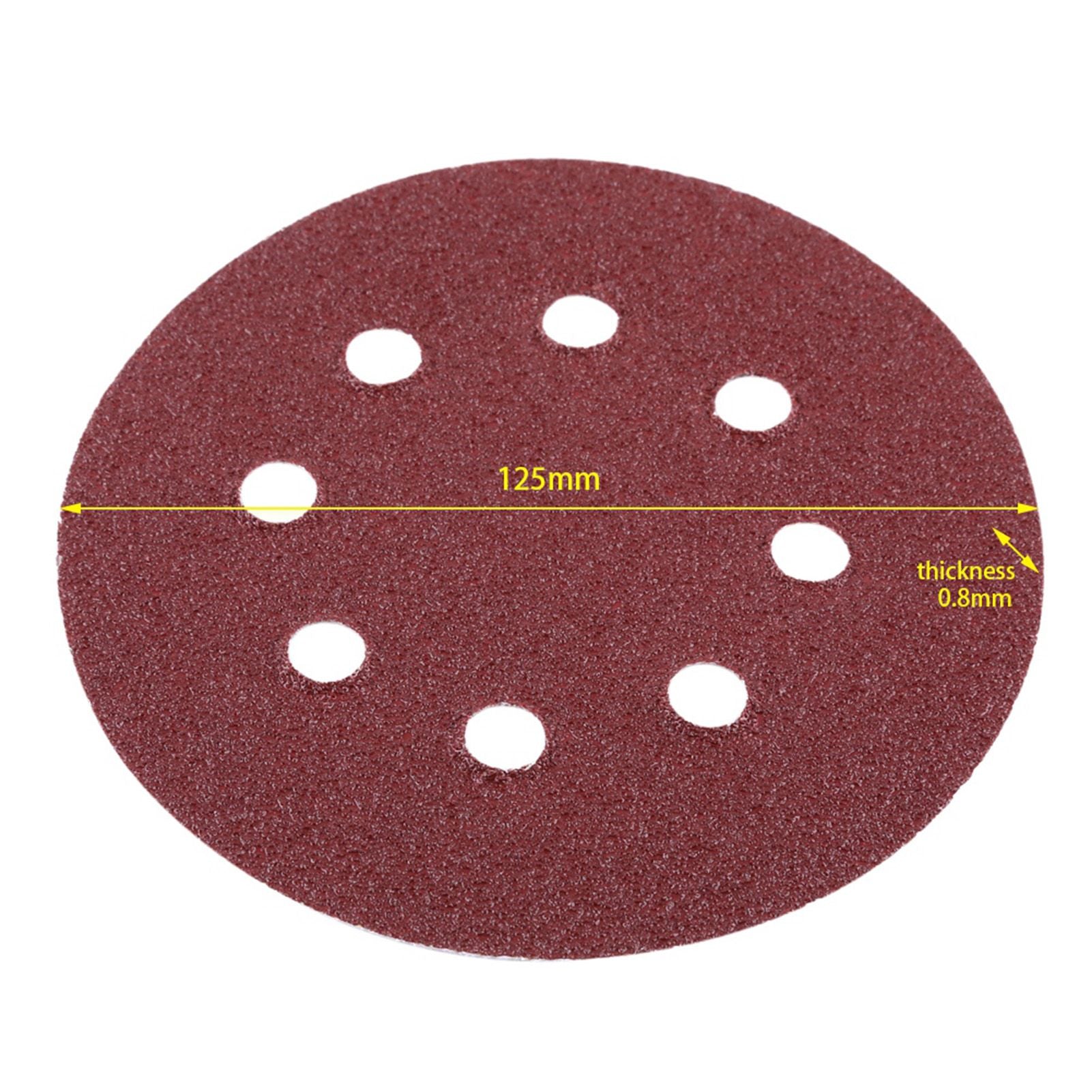 100pcs 8 Holes 5" Round Polishing Sandpaper Discs Sanding Sheet 60/80/100/120/240 Grit