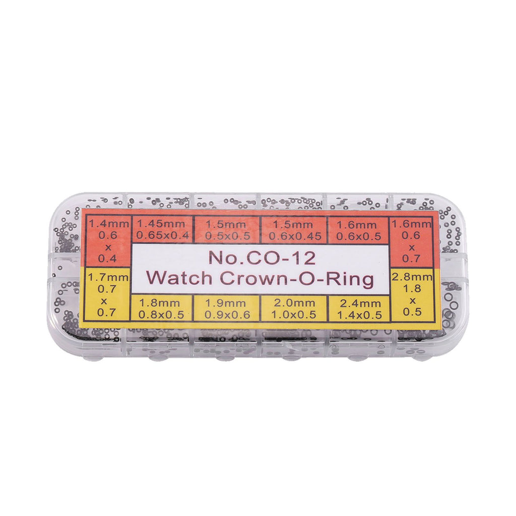 1.4-2.8mm 12 Sizes Rubber Rings Watches Gaskets Tiny Crown O Ring Box Set for Waterproof Seal