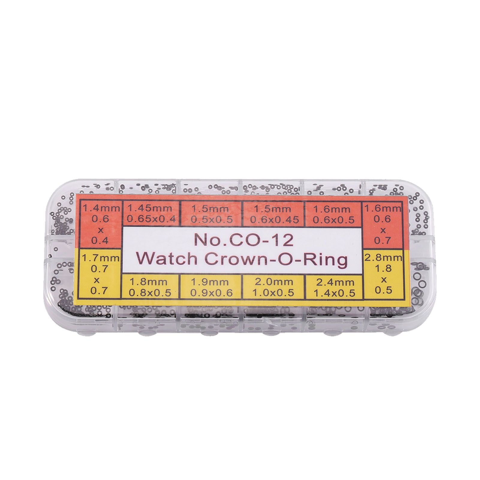 1.4-2.8mm 12 Sizes Rubber Rings Watches Gaskets Tiny Crown O Ring Box Set for Waterproof Seal
