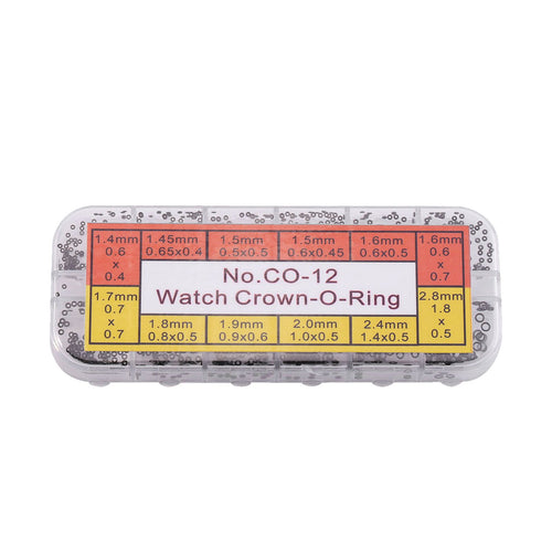 1.4-2.8mm 12 Sizes Rubber Rings Watches Gaskets Tiny Crown O Ring Box Set for Waterproof Seal