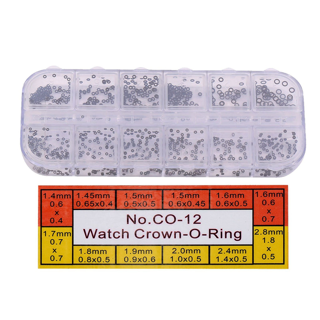 1.4-2.8mm 12 Sizes Rubber Rings Watches Gaskets Tiny Crown O Ring Box Set for Waterproof Seal
