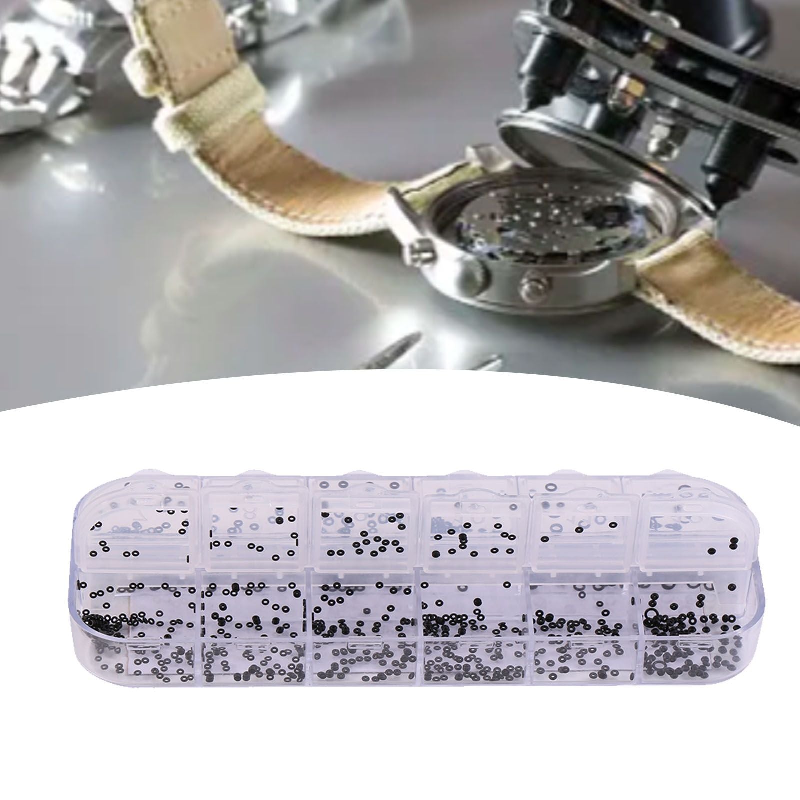 1.4-2.8mm 12 Sizes Rubber Rings Watches Gaskets Tiny Crown O Ring Box Set for Waterproof Seal