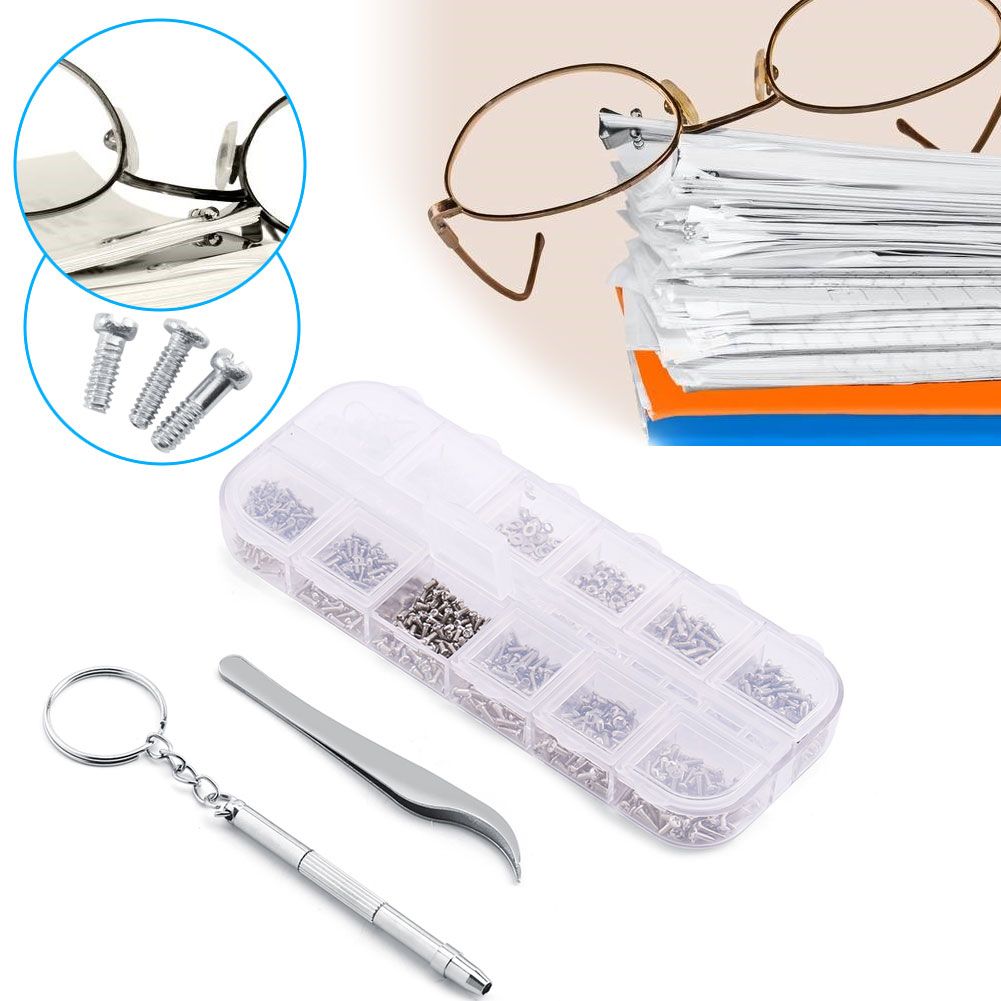 Eyeglass Sunglass Watch Repair Stainless Steel Screws Nuts Tool Kit Tweezer Screwdriver