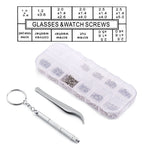 Eyeglass Sunglass Watch Repair Stainless Steel Screws Nuts Tool Kit Tweezer Screwdriver