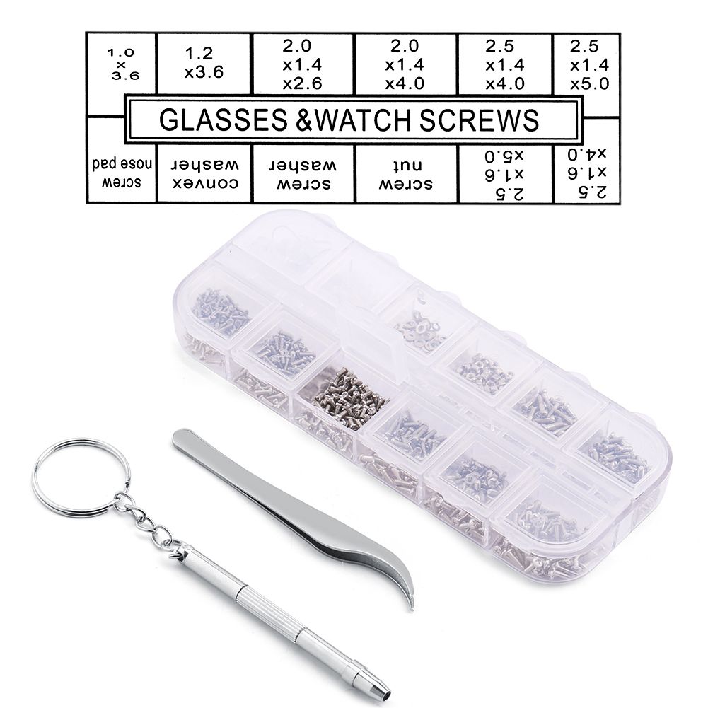 Eyeglass Sunglass Watch Repair Stainless Steel Screws Nuts Tool Kit Tweezer Screwdriver