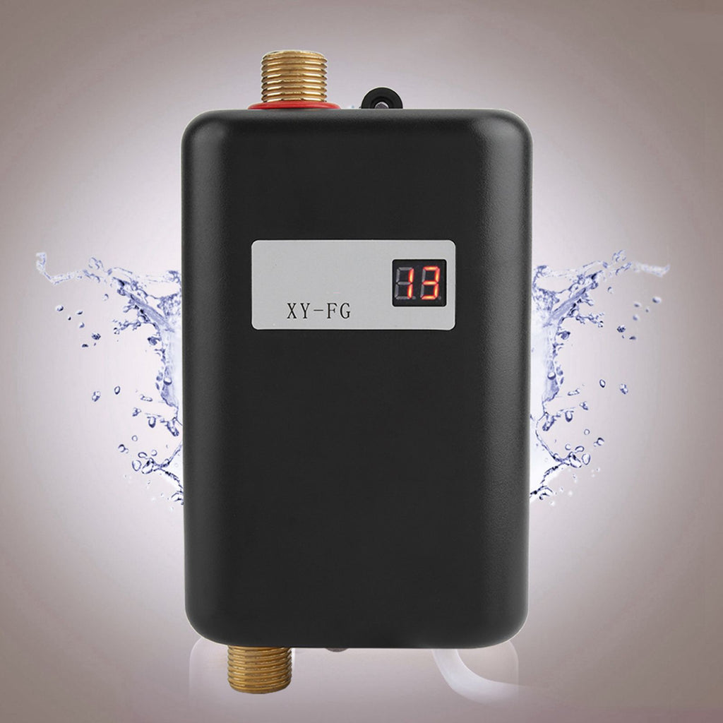 220V 3800W Mini Electric Tankless Instant Hot Water Heater Bathroom Kitchen Washing Black