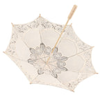 Lady Wedding Lace Umbrella Parasol Sun Umbrellas Party Bridal Photo Taking Decor(Ivory Large)