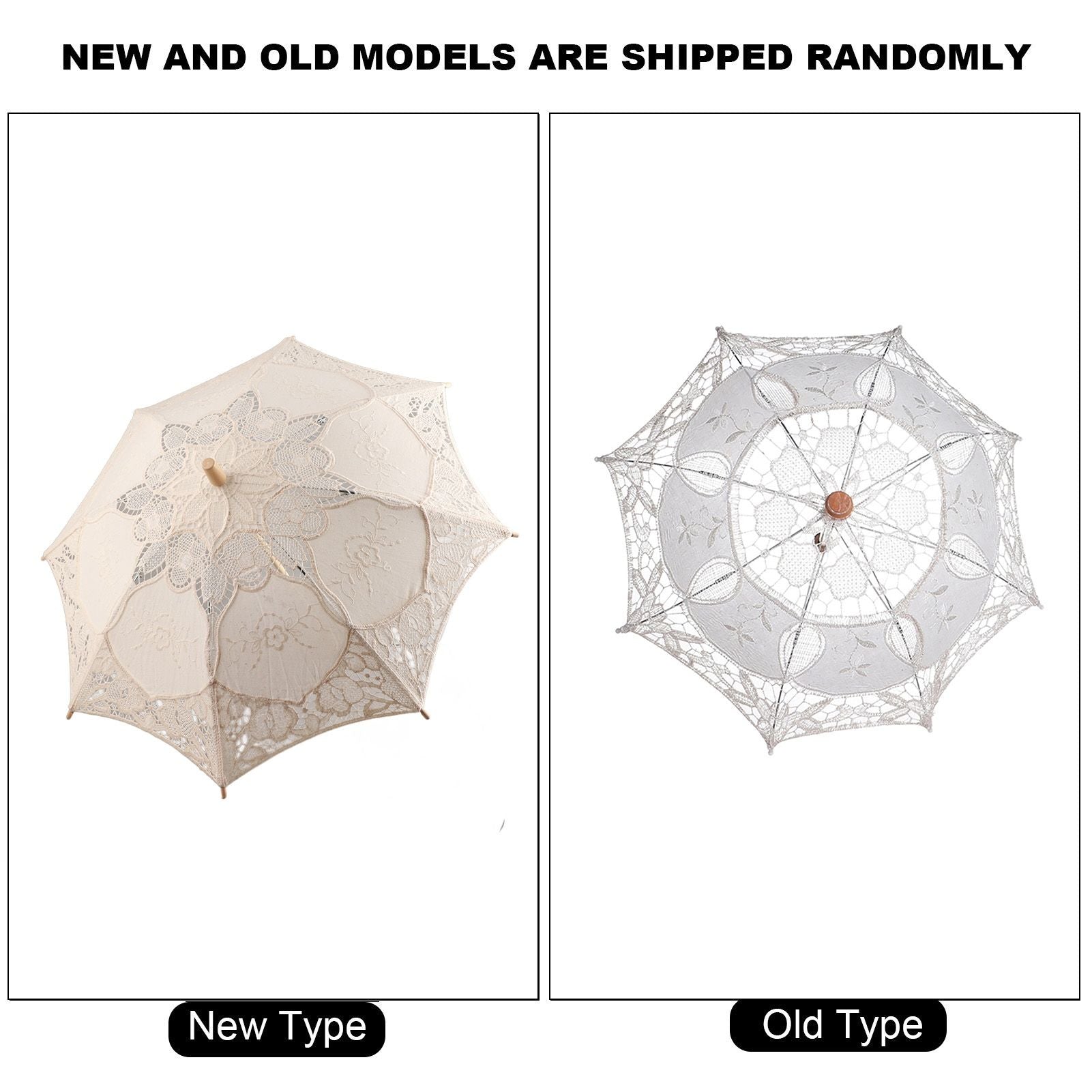 Lady Wedding Lace Umbrella Parasol Sun Umbrellas Party Bridal Photo Taking Decor(Ivory Large)