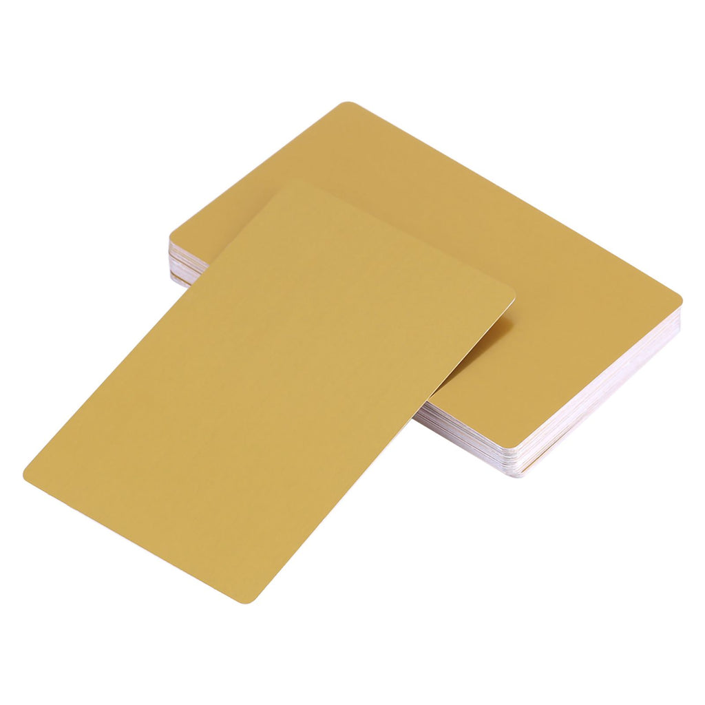 50Pcs Impressive Blanks Laser Mark Engraved Metal Business Visiting Name Cards (Yellow)