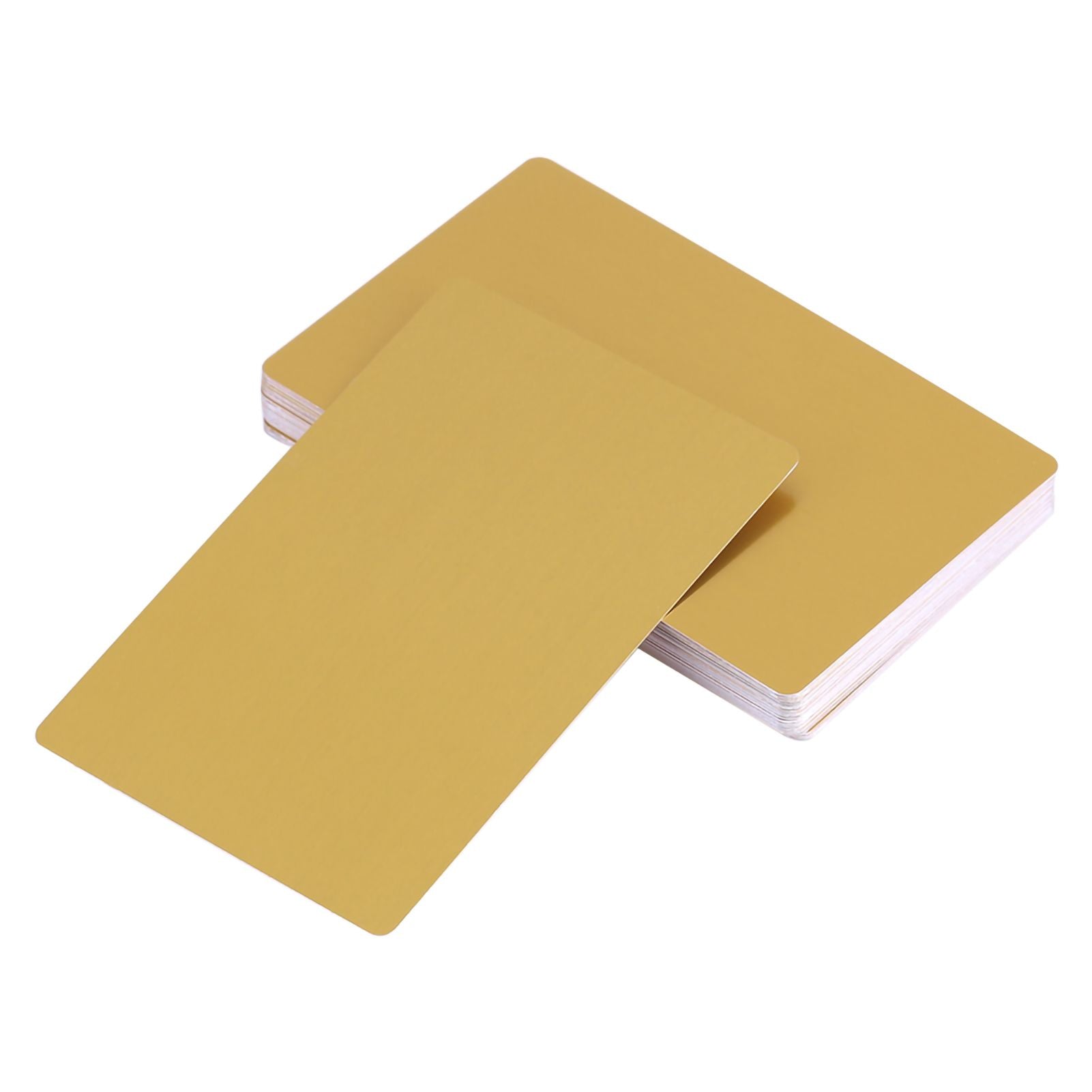 50Pcs Impressive Blanks Laser Mark Engraved Metal Business Visiting Name Cards (Yellow)