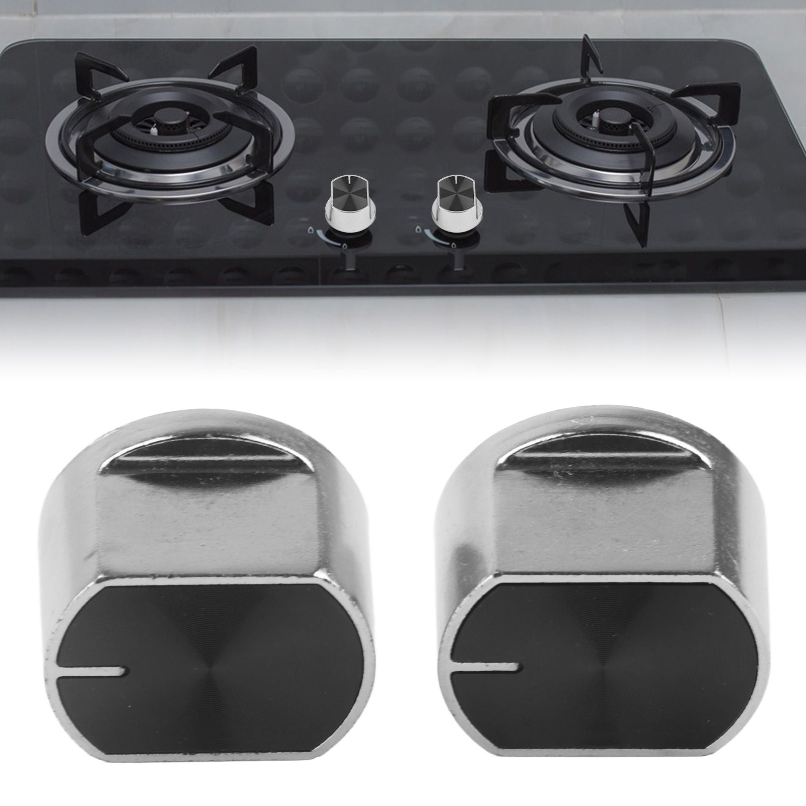 2pcs Universal Gas Stove Cooker Part Control Knobs Replacement Zinc Alloy Rotary Switch