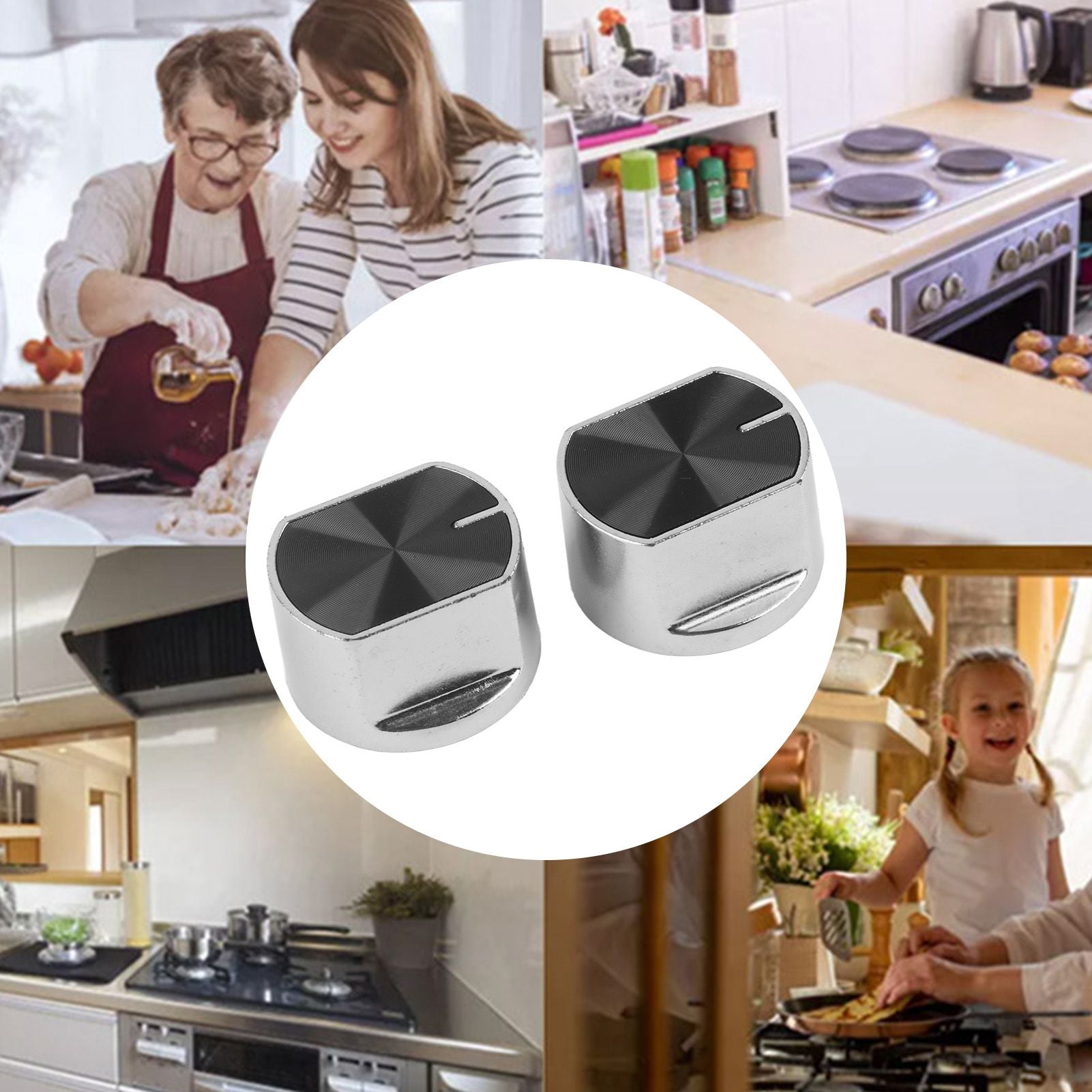 2pcs Universal Gas Stove Cooker Part Control Knobs Replacement Zinc Alloy Rotary Switch