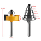 1/2"H - 1/4" Shank Rabbet Router Bit with 7 Bearings Set for Solid Wood Particle Board Plywood