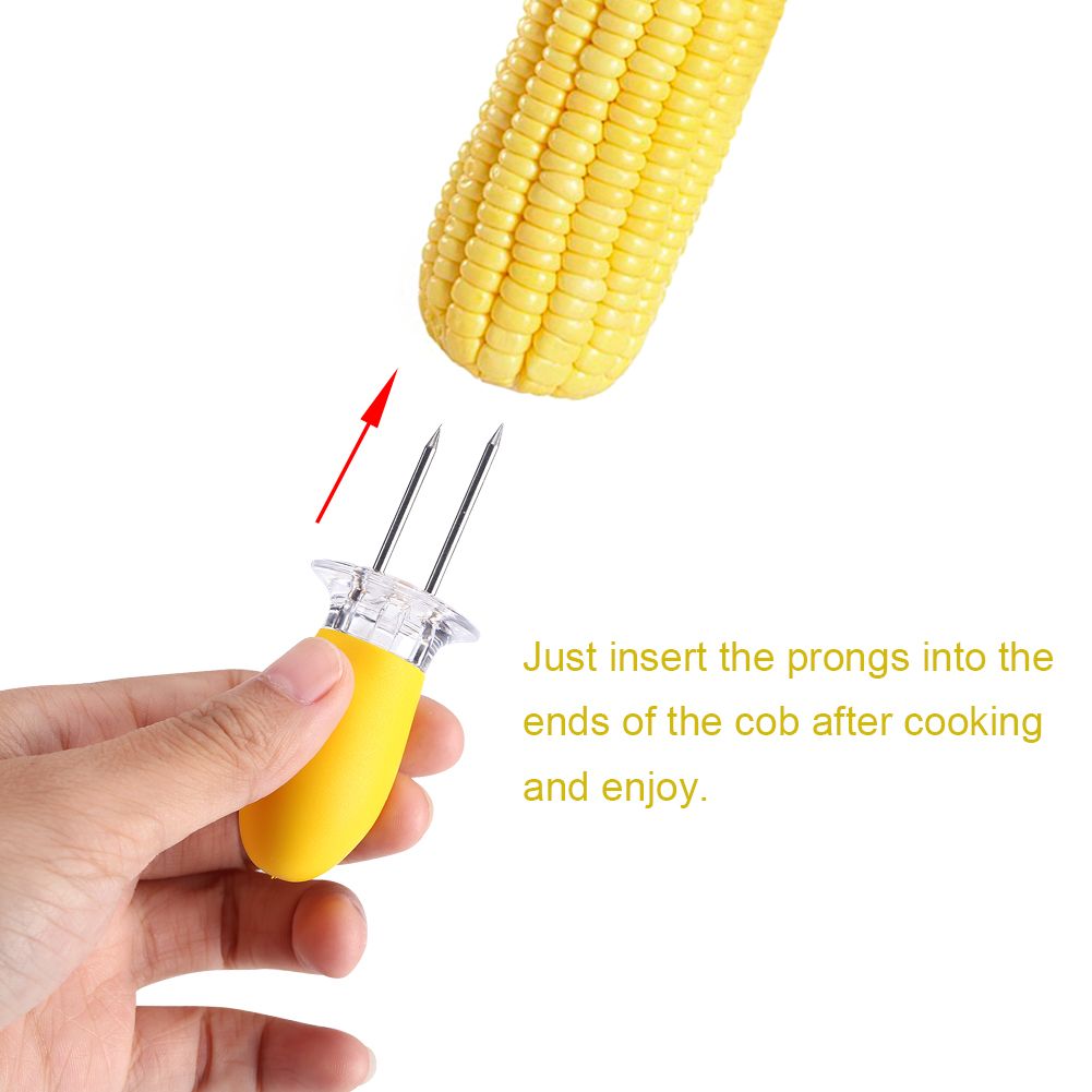 8 Pcs Stainless Steel Corn On The Cob Skewers Holder Forks Prongs BBQ Kitchen Party