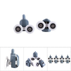 8 x Twin Bottom Top Shower Door Rollers Pulleys Wheels Runners Bathroom Double Wheel