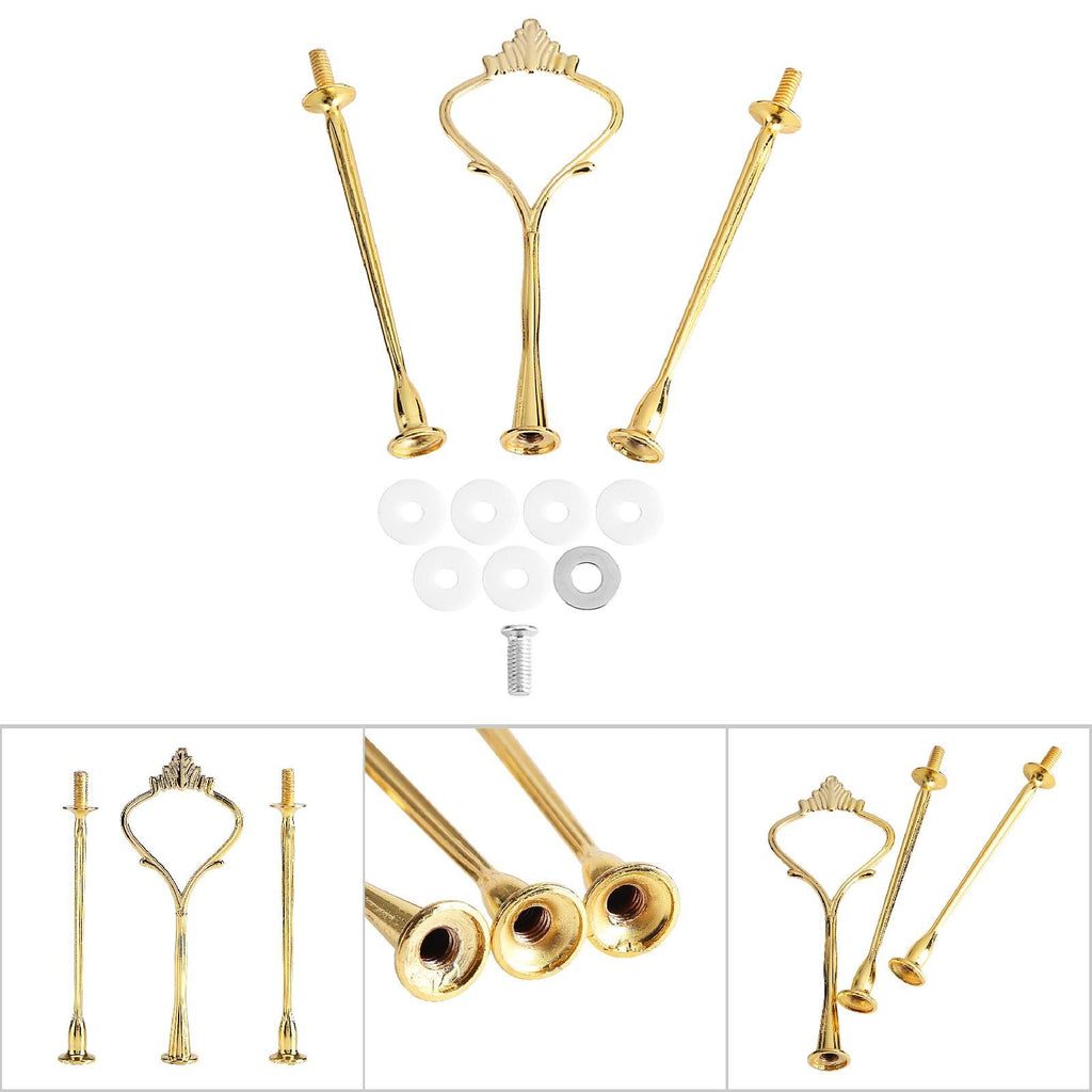 Multi tiers Cake Tray Stand Handle Fruit Plate Hardware Fitting Holder(3-tiers Crown Gold)