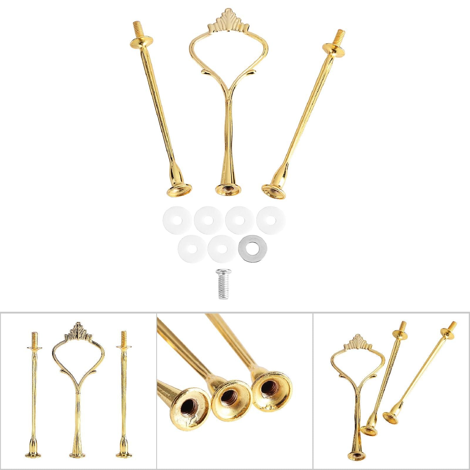Multi tiers Cake Tray Stand Handle Fruit Plate Hardware Fitting Holder(3-tiers Crown Gold)