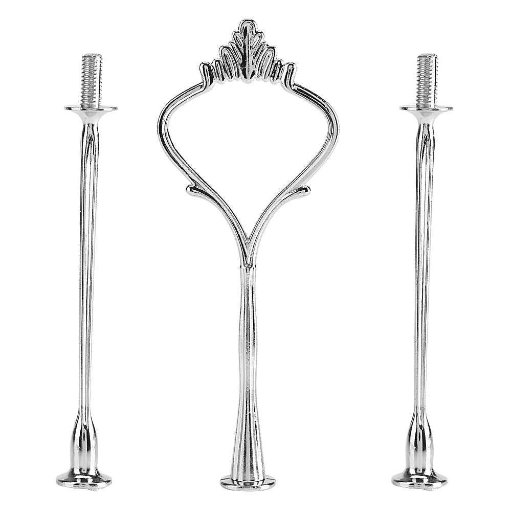 Multi tiers Cake Tray Stand Handle Fruit Plate Hardware Fitting Holder(3-tiers Crown Silver)
