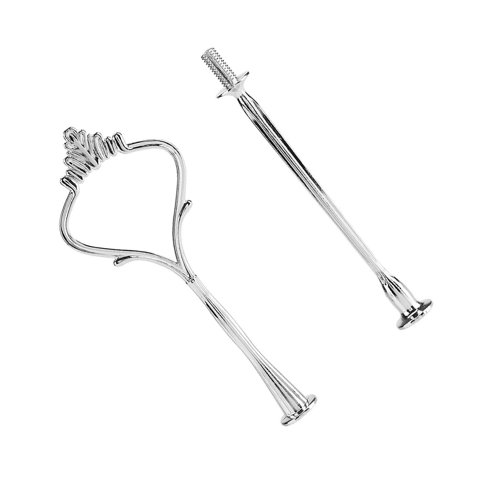 Multi tiers Cake Tray Stand Handle Fruit Plate Hardware Fitting Holder(2-tiers Crown Silver)