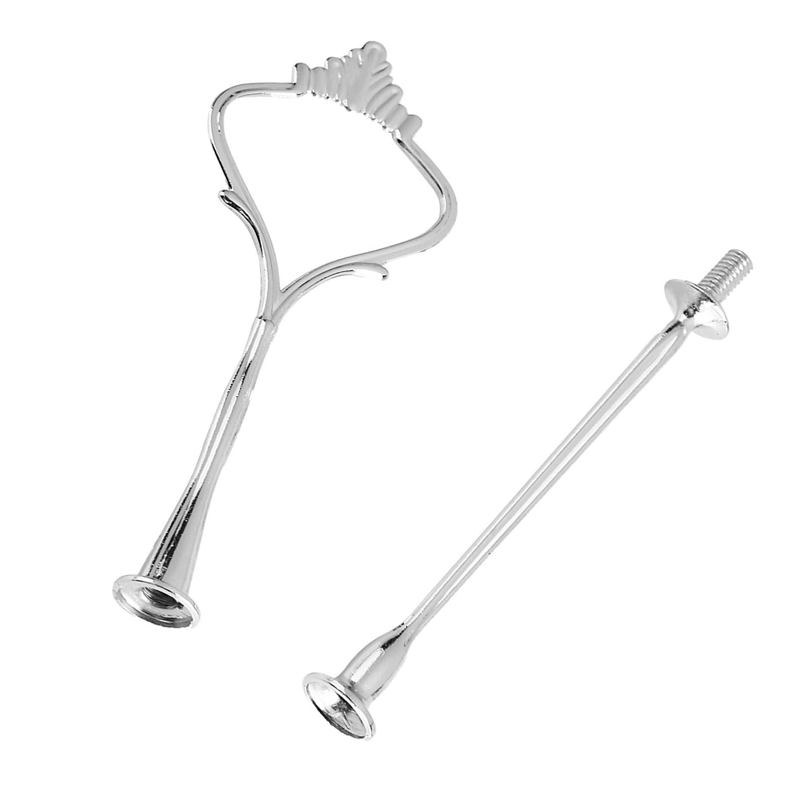 Multi tiers Cake Tray Stand Handle Fruit Plate Hardware Fitting Holder(2-tiers Crown Silver)