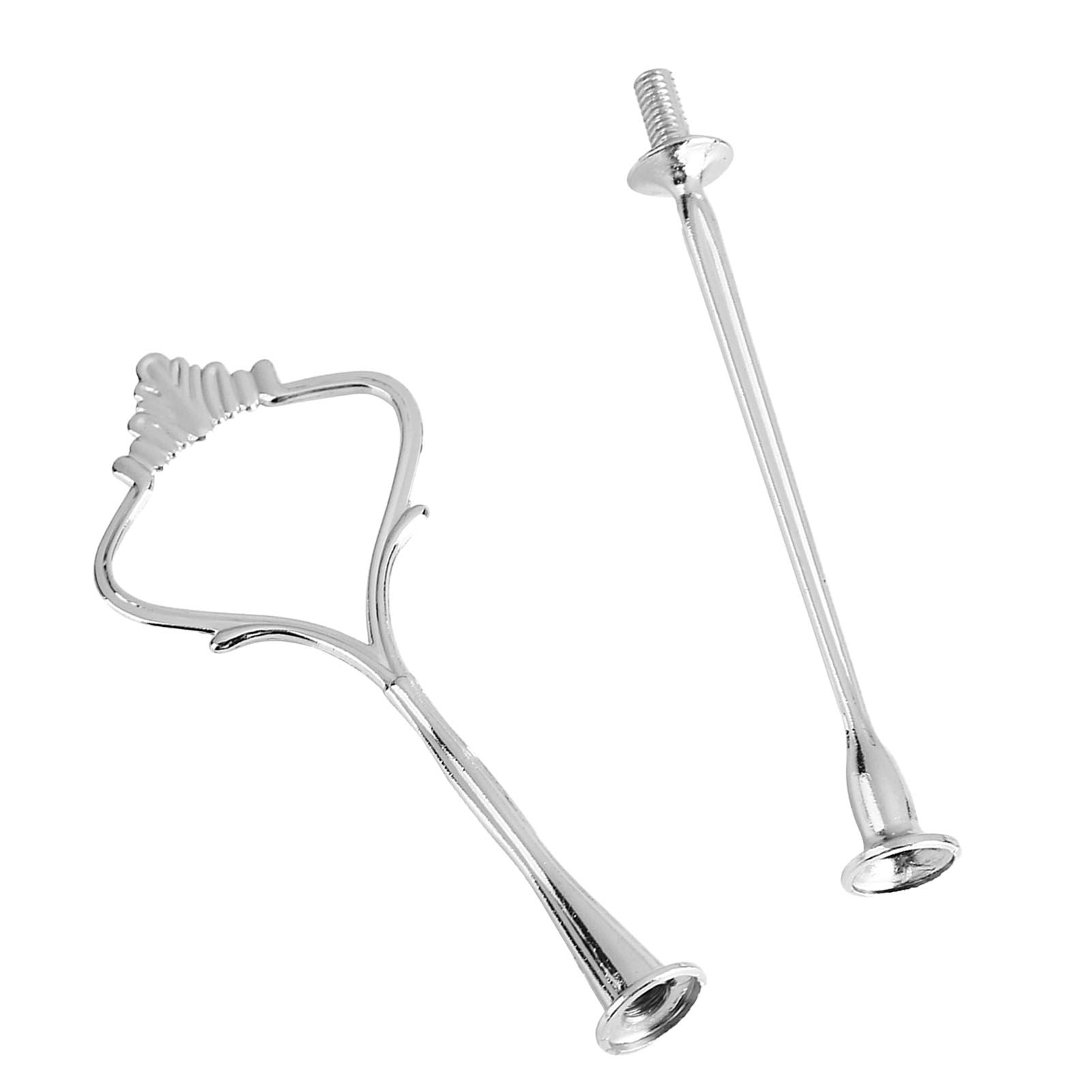 Multi tiers Cake Tray Stand Handle Fruit Plate Hardware Fitting Holder(2-tiers Crown Silver)