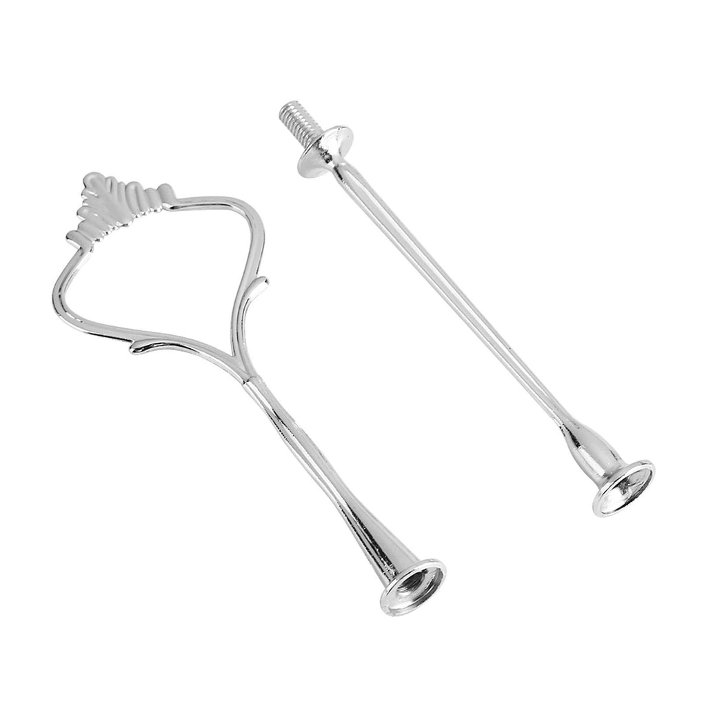 Multi tiers Cake Tray Stand Handle Fruit Plate Hardware Fitting Holder(2-tiers Crown Silver)