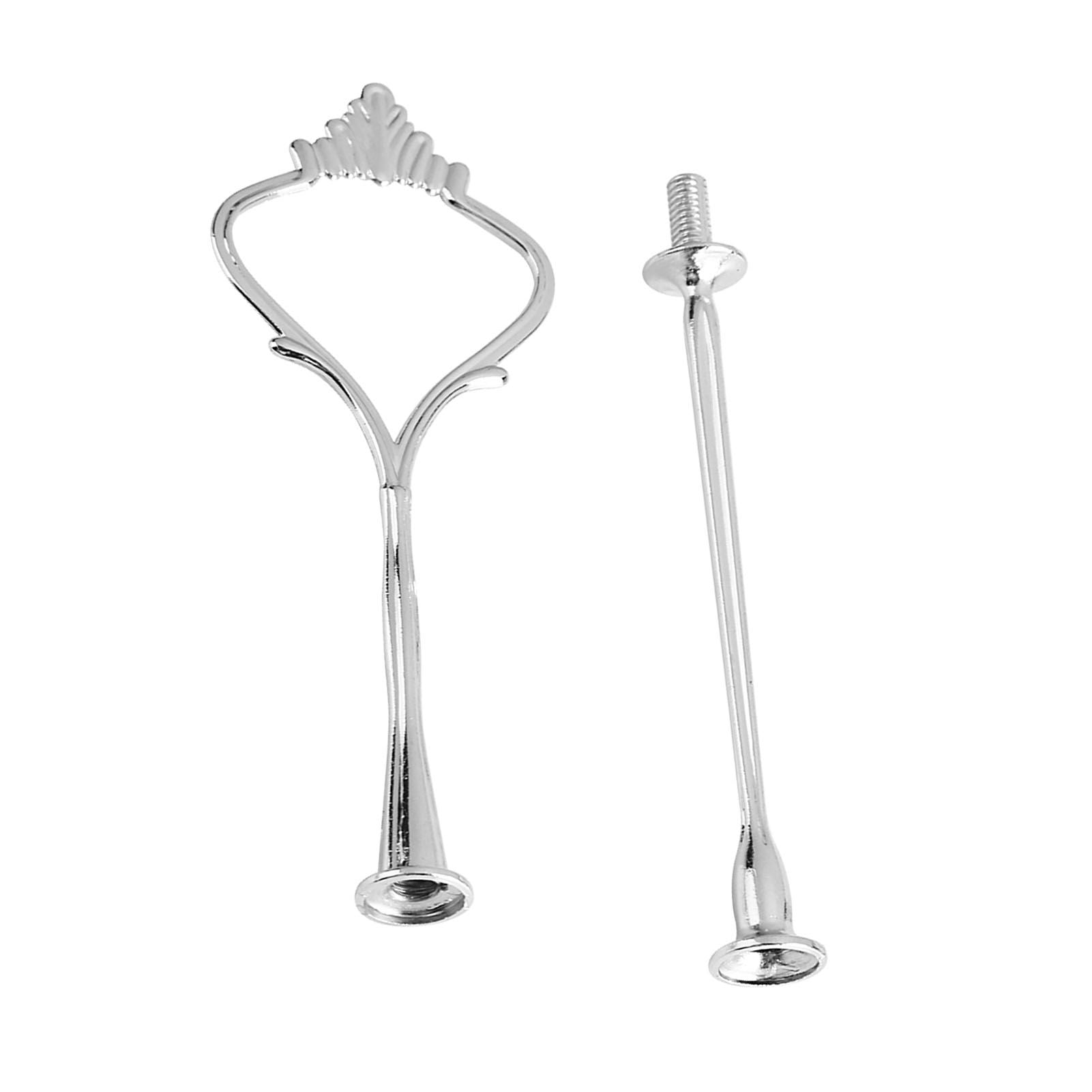 Multi tiers Cake Tray Stand Handle Fruit Plate Hardware Fitting Holder(2-tiers Crown Silver)