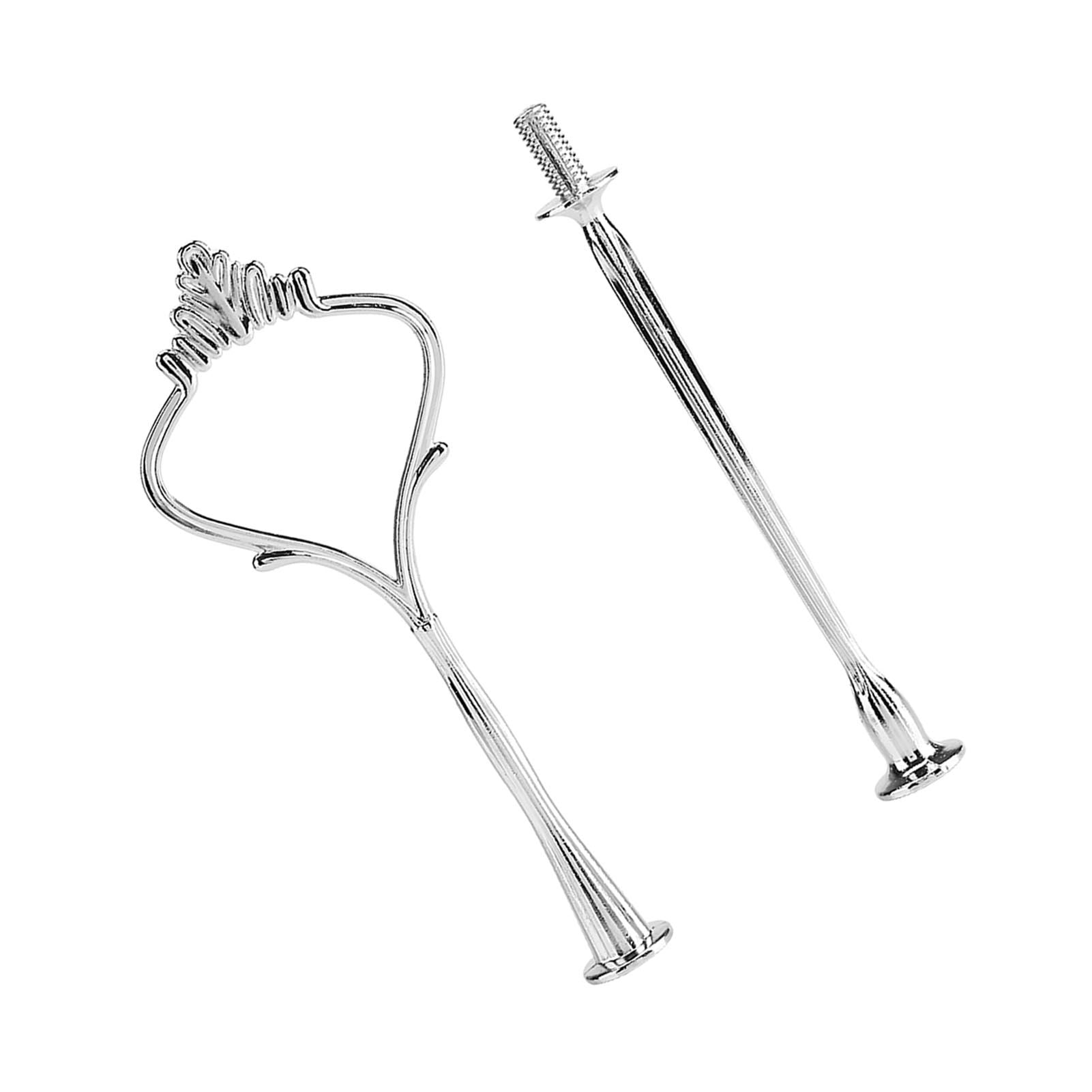 Multi tiers Cake Tray Stand Handle Fruit Plate Hardware Fitting Holder(2-tiers Crown Silver)