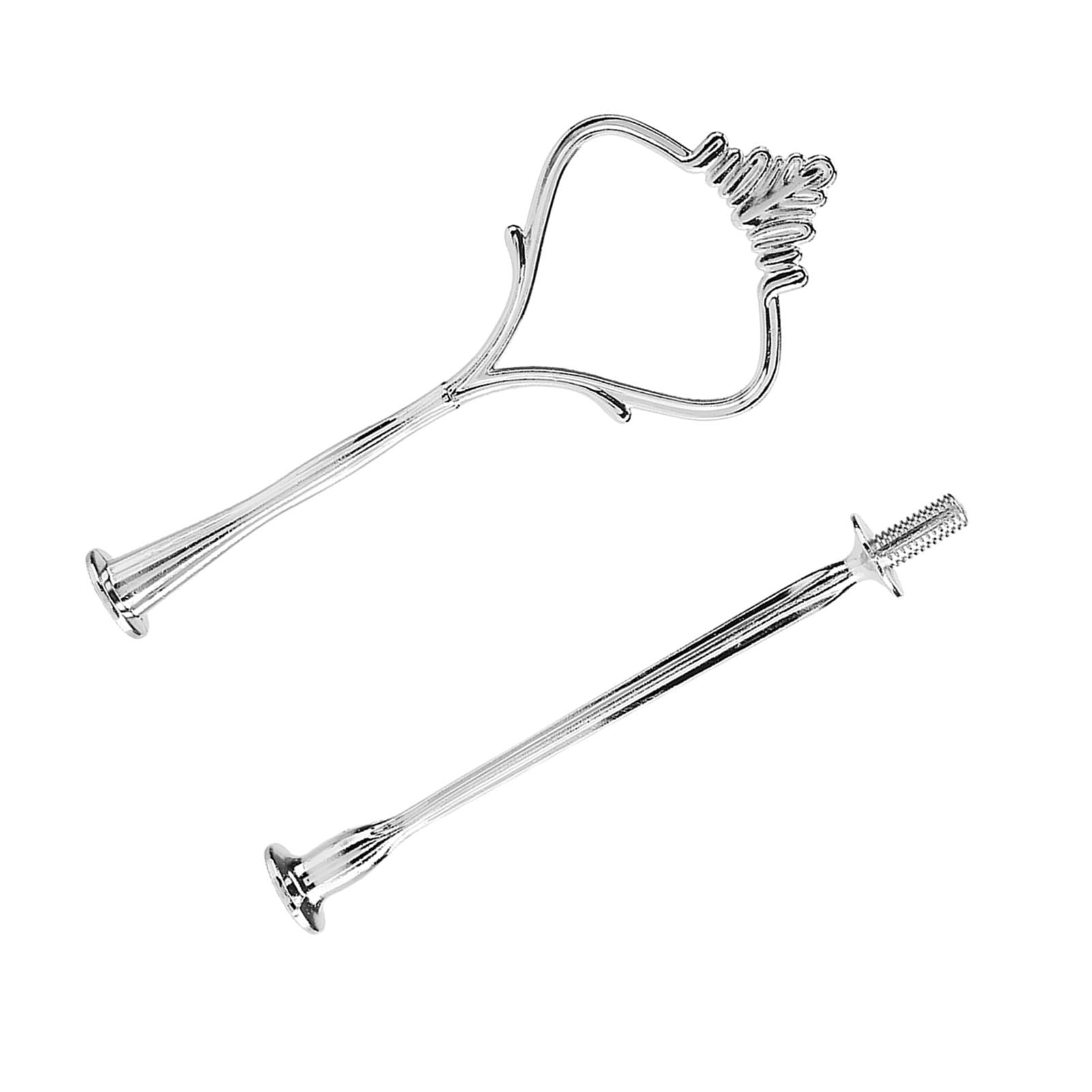 Multi tiers Cake Tray Stand Handle Fruit Plate Hardware Fitting Holder(2-tiers Crown Silver)