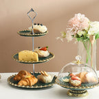 Multi tiers Cake Tray Stand Handle Fruit Plate Hardware Fitting Holder(2-tiers Crown Silver)