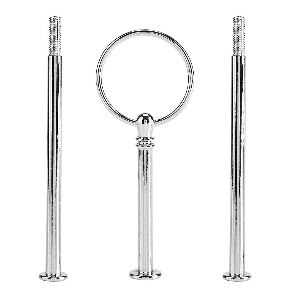 Multi tiers Cake Tray Stand Handle Fruit Plate Hardware Fitting Holder(3-tiers Round Silver)