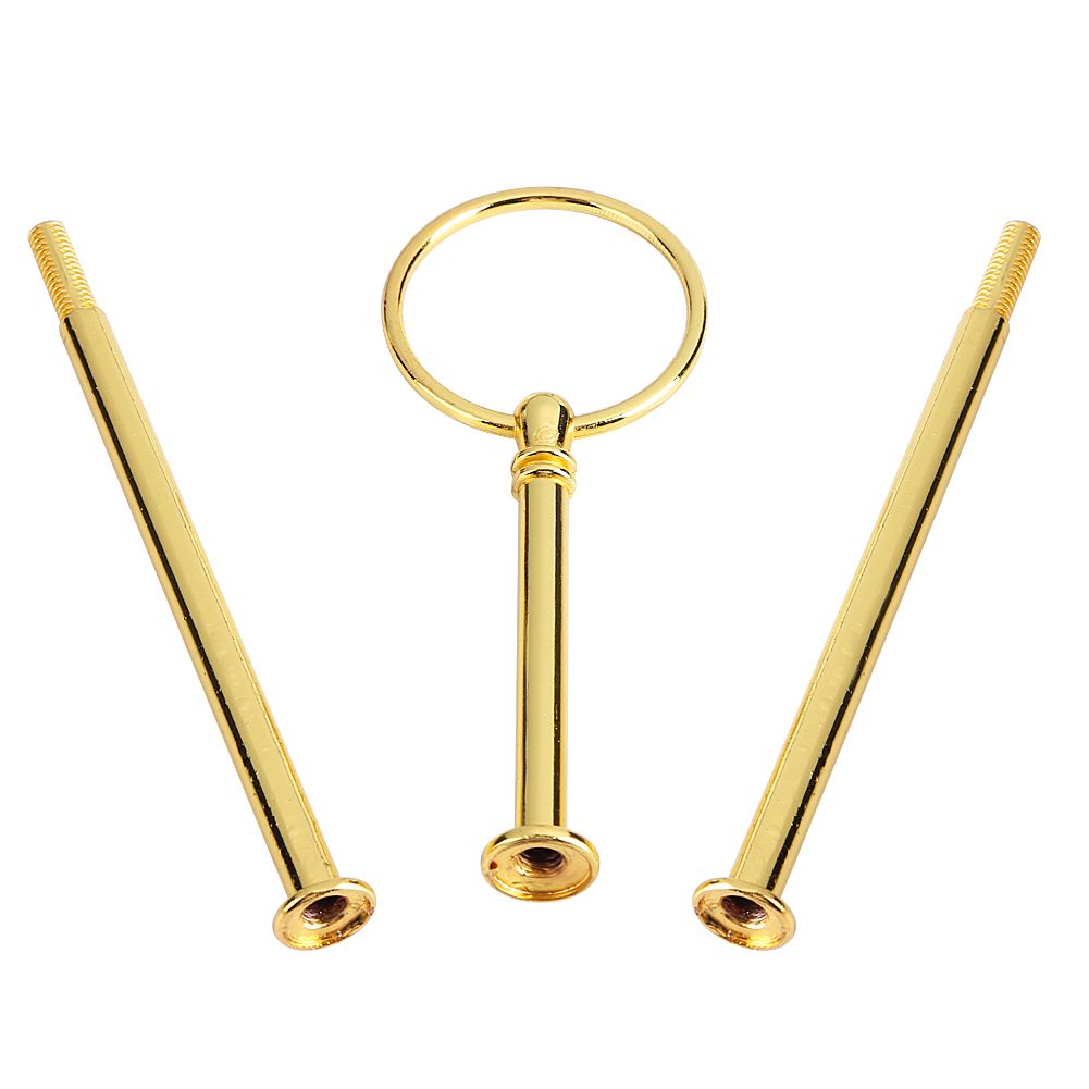Multi tiers Cake Tray Stand Handle Fruit Plate Hardware Fitting Holder(3-tiers Round Gold)