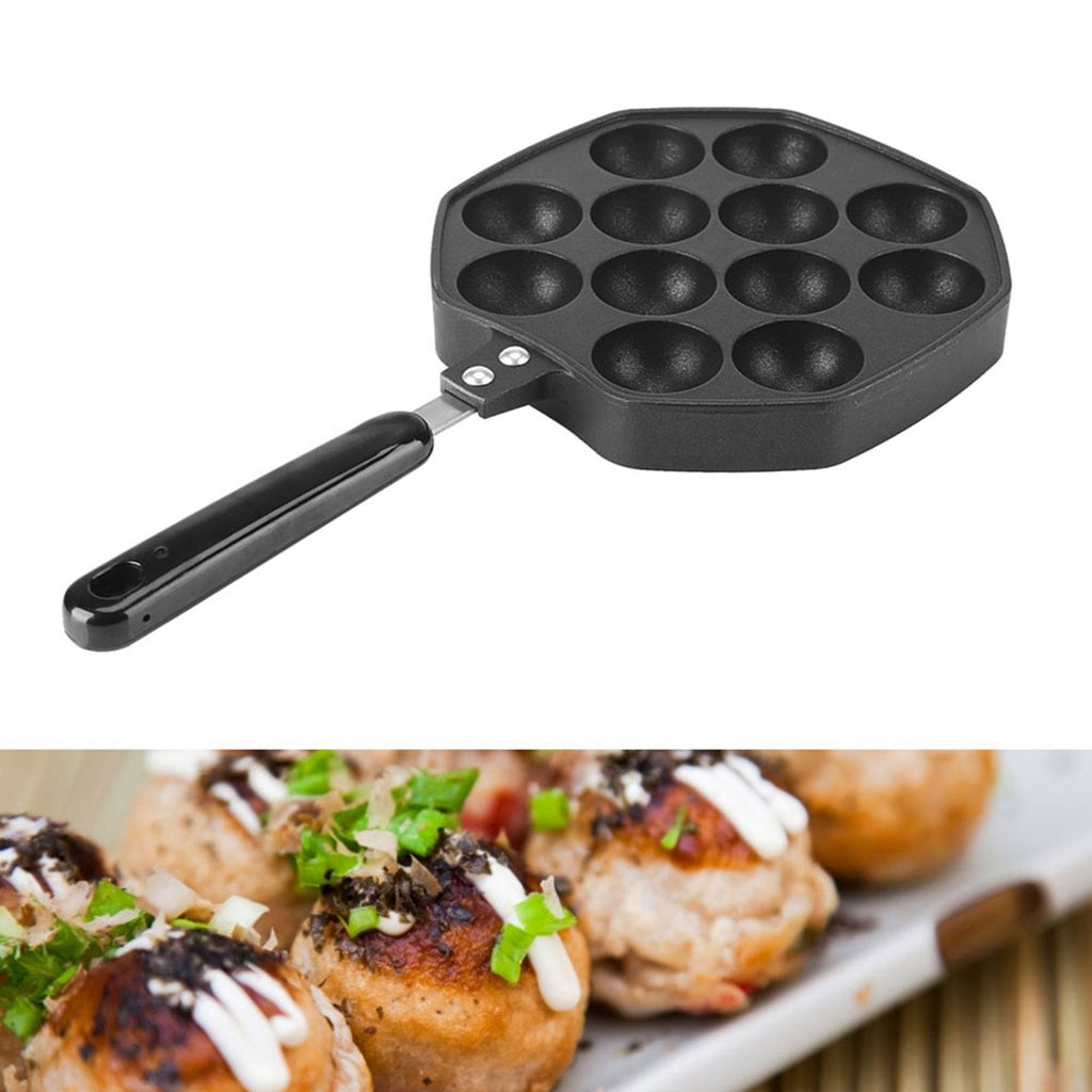12 Cavities Aluminum NOn stick Takoyaki Grill Pan Plate Octopus Ball Pancake Maker Baking Mold
