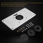 235*120*8mm Aluminum Router Table Insert Plate with 4 Rings and Screws for Woodworking Benches