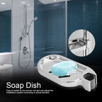 ABS Soap Dish Holder Adjustable Shower Rod Slide Practical Bathroom Gadget