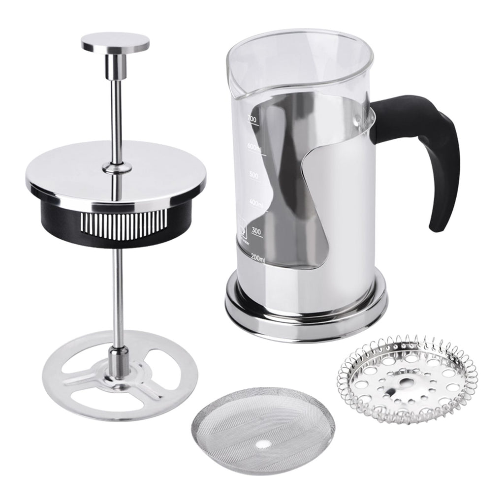 350ML 304 Stainless Steel & Glass Heat Resistant French Press Coffee & Tea Makers Pot