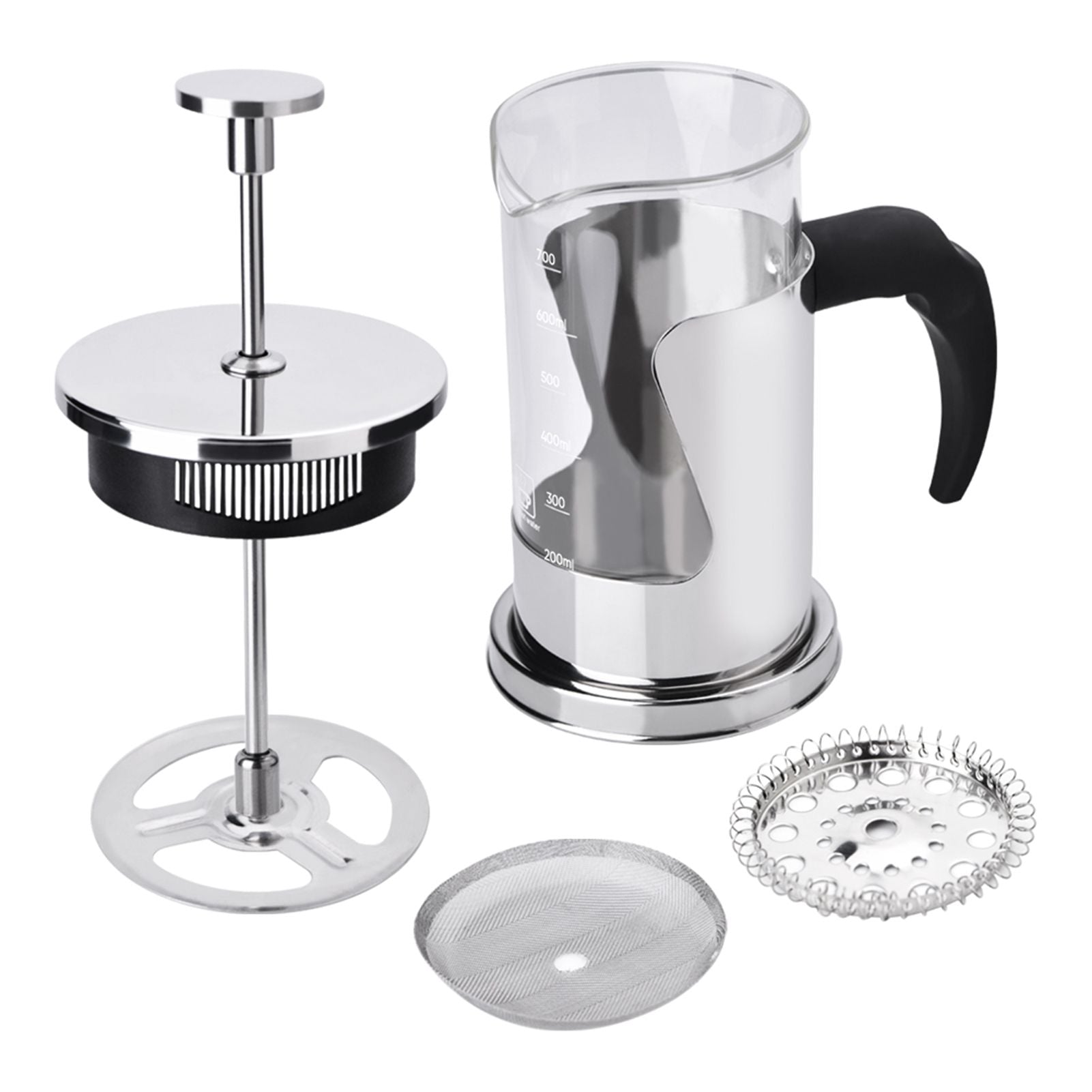 350ML 304 Stainless Steel & Glass Heat Resistant French Press Coffee & Tea Makers Pot