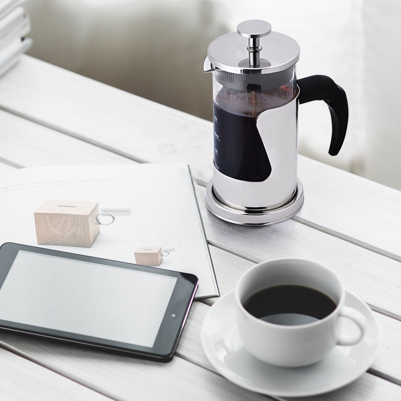 350ML 304 Stainless Steel & Glass Heat Resistant French Press Coffee & Tea Makers Pot