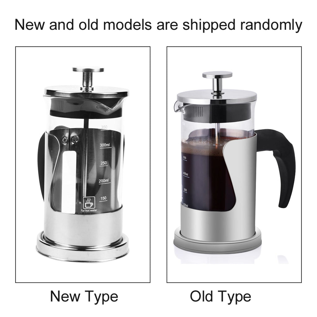 350ML 304 Stainless Steel & Glass Heat Resistant French Press Coffee & Tea Makers Pot