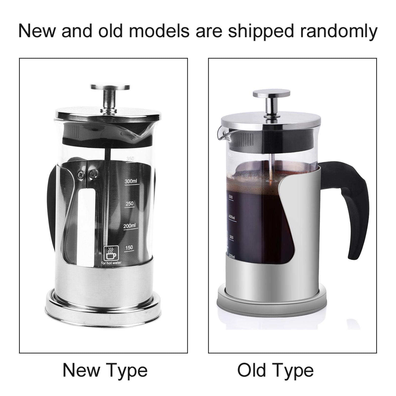 350ML 304 Stainless Steel & Glass Heat Resistant French Press Coffee & Tea Makers Pot