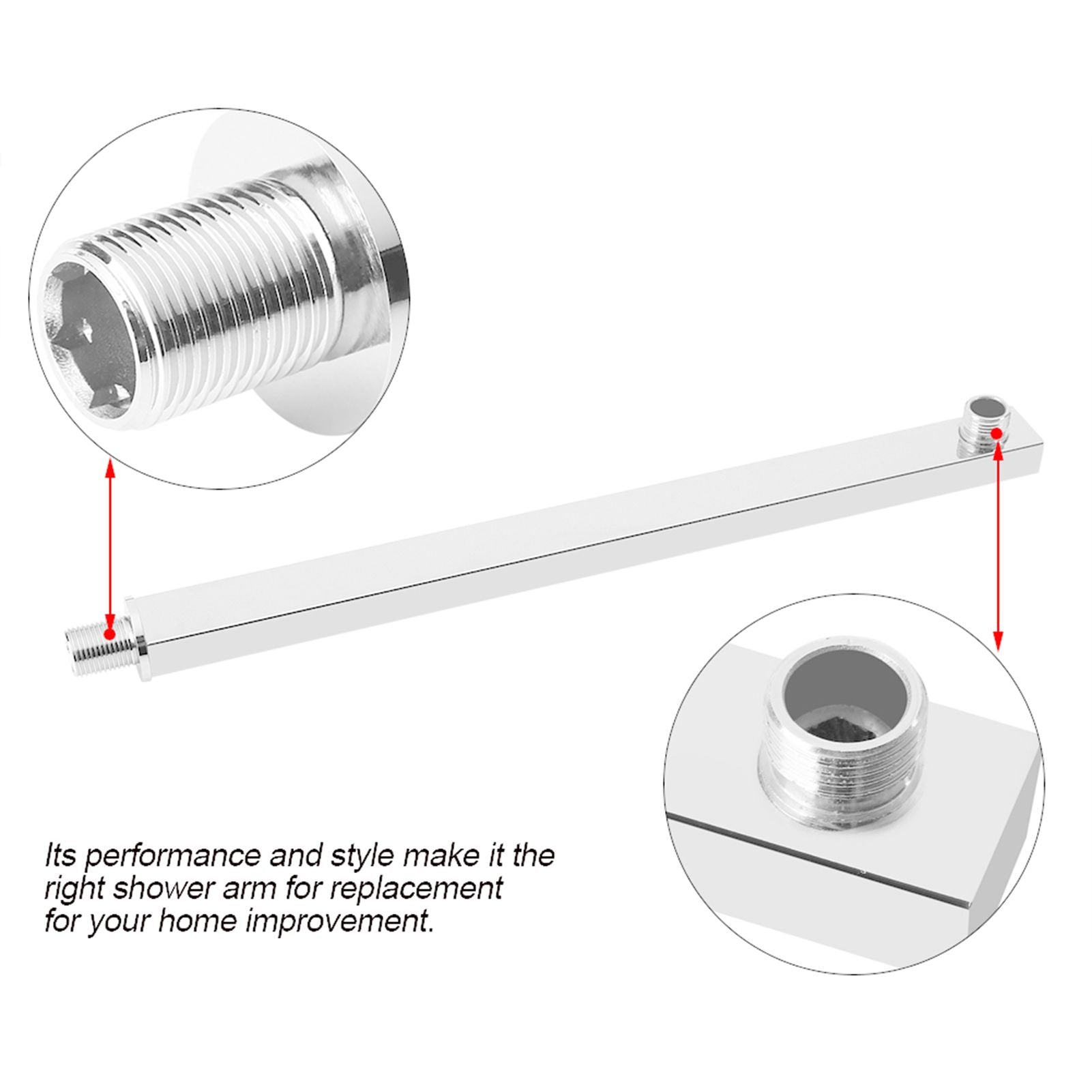 16 Inch Long Polished Stainless Steel Wall Mounted Shower Head Extension Showers Arm