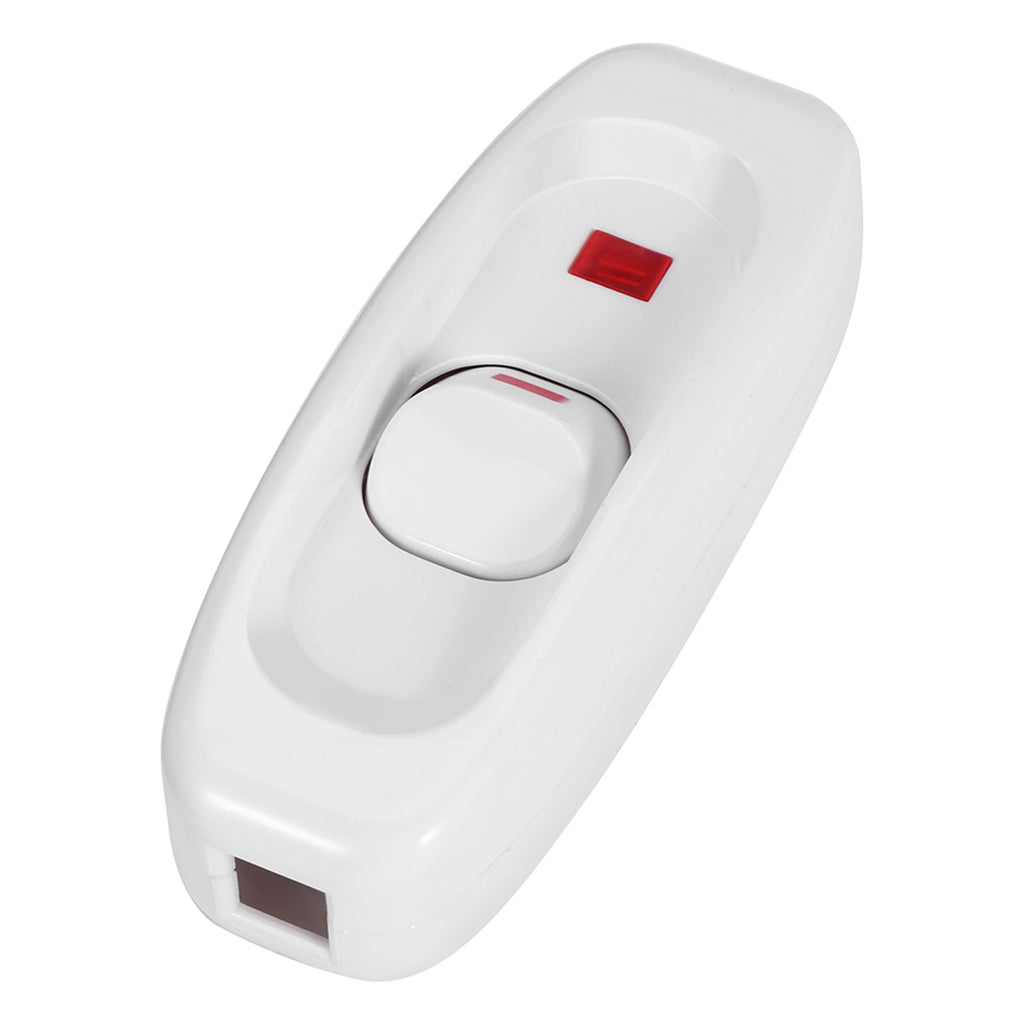 AC 250V 10A Inline ON/OFF Table Desk Lamp Cord Cable Switch with LED Indicator Light White