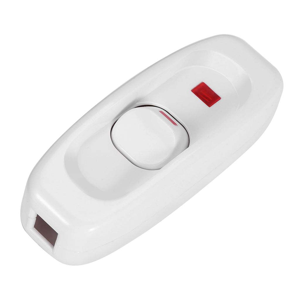 AC 250V 10A Inline ON/OFF Table Desk Lamp Cord Cable Switch with LED Indicator Light White